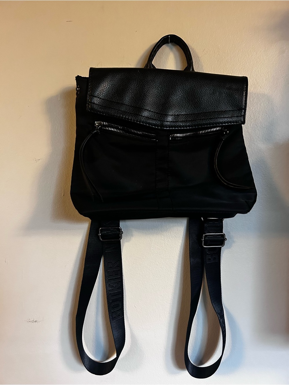 Botkier Black Backpack with Leather Flap